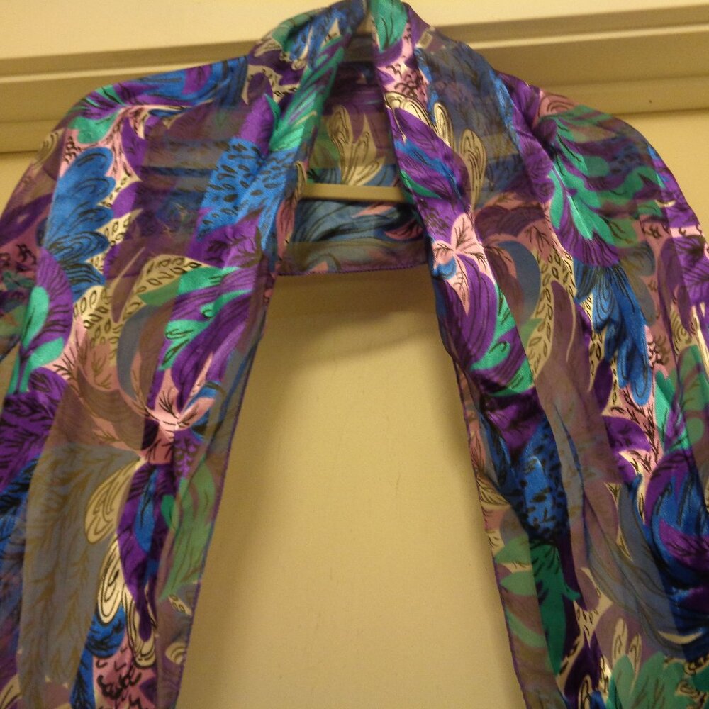 COLORS BOHO BEAUTIFUL VIBRANT BLUES & PURPLES SHINE LONG SCARF